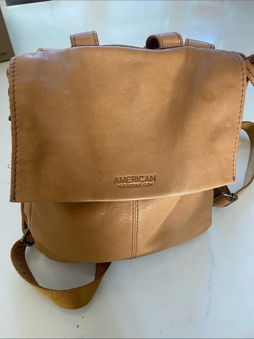 Tan Leather Daypack Backpack